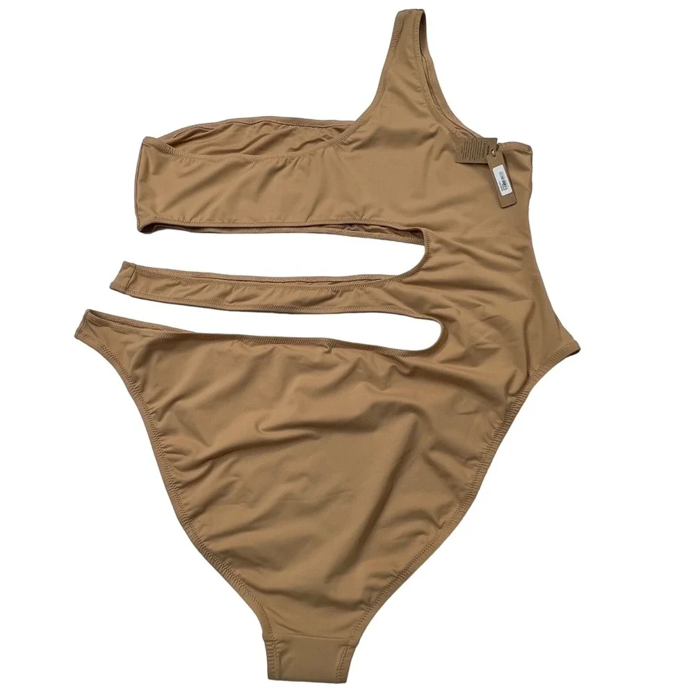 SKIMS Swim One Shoulder Monokini Ochre Womens‎ 4X